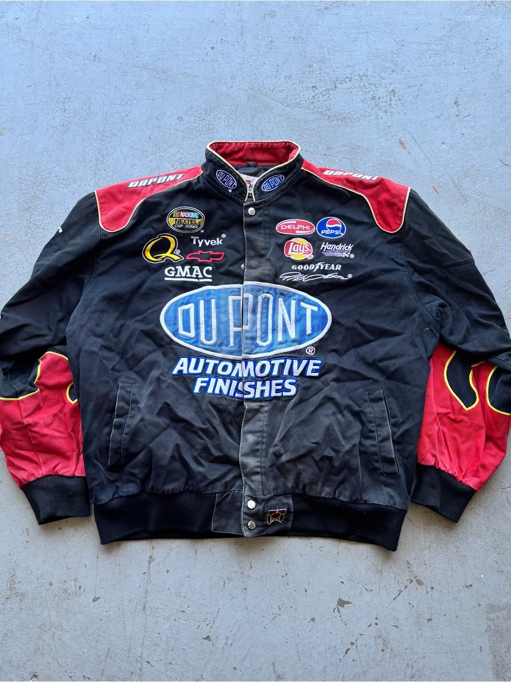 Chase Authentics Black and Red DuPont Racing Style Bomber Jacket